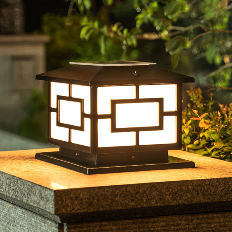 Modern Pillar Lighting Fixture Minimalist LED Solar Lamp for Backyard