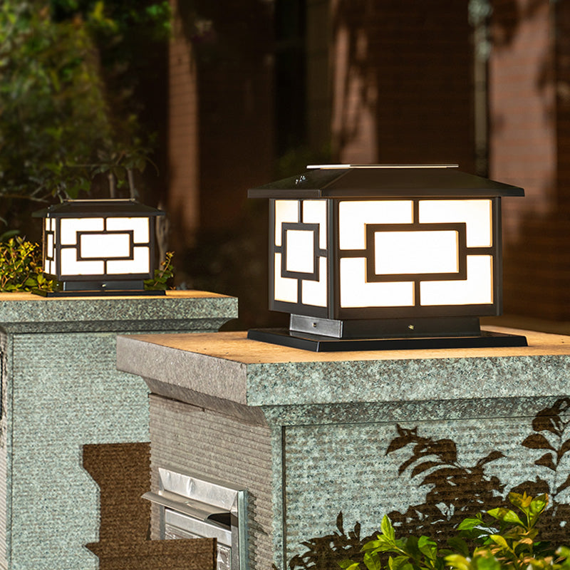 Modern Pillar Lighting Fixture Minimalist LED Solar Lamp for Backyard