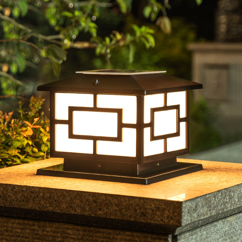 Modern Pillar Lighting Fixture Minimalist LED Solar Lamp for Backyard