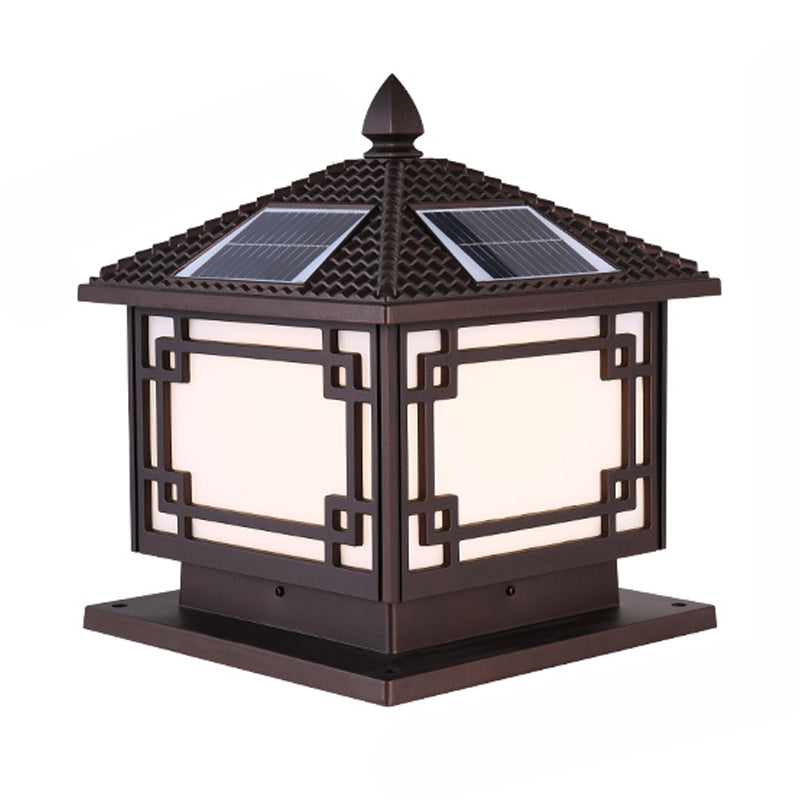 Contemporary Pillar Lighting Fixture Creative LED Solar Lamp for Backyard