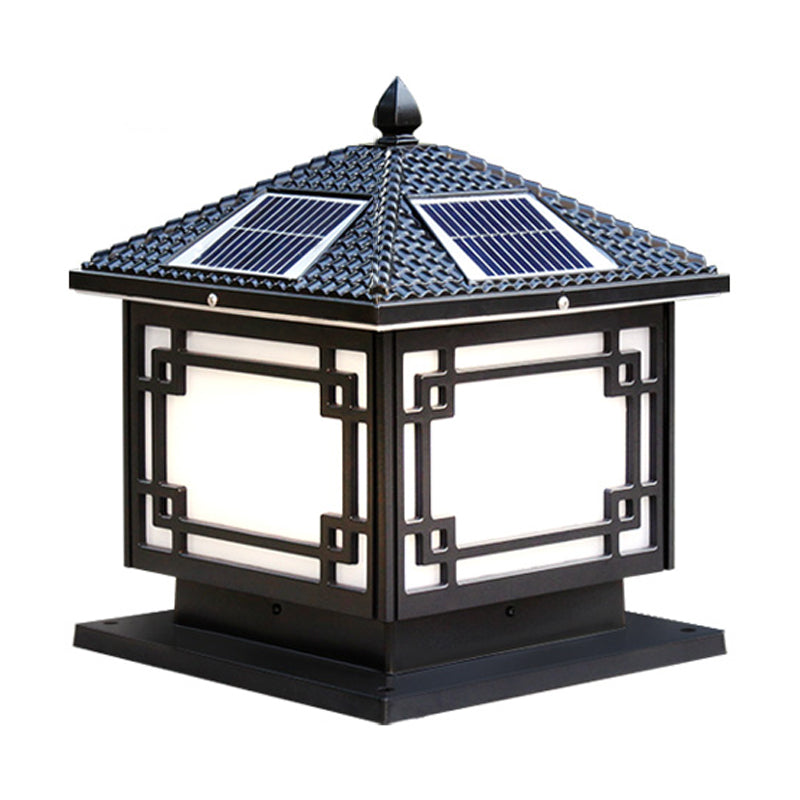 Contemporary Pillar Lighting Fixture Creative LED Solar Lamp for Backyard