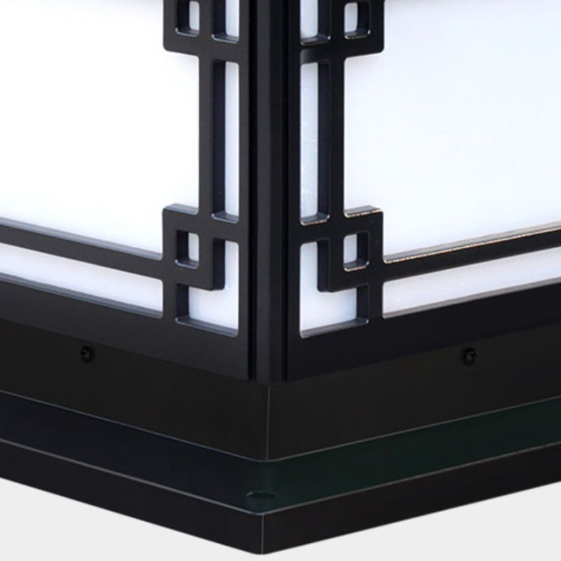 Contemporary Pillar Lighting Fixture Creative LED Solar Lamp for Backyard