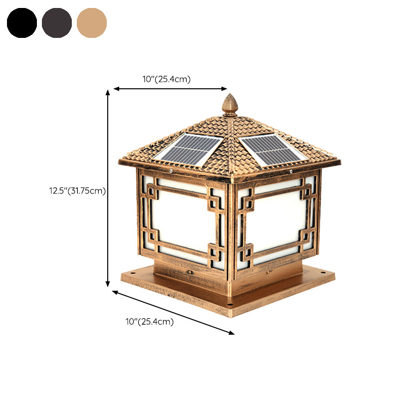 Contemporary Pillar Lighting Fixture Creative LED Solar Lamp for Backyard