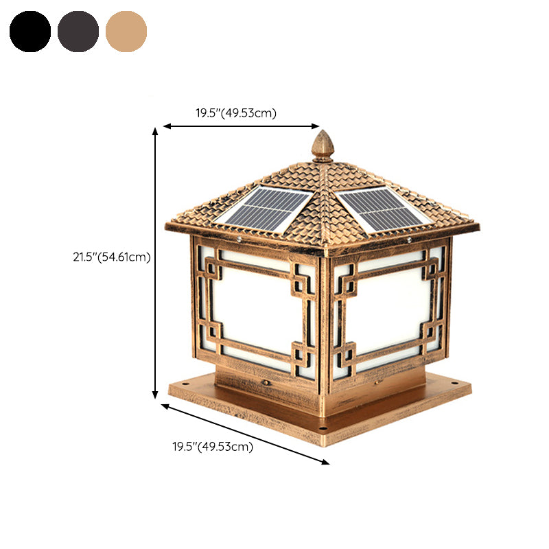 Contemporary Pillar Lighting Fixture Creative LED Solar Lamp for Backyard