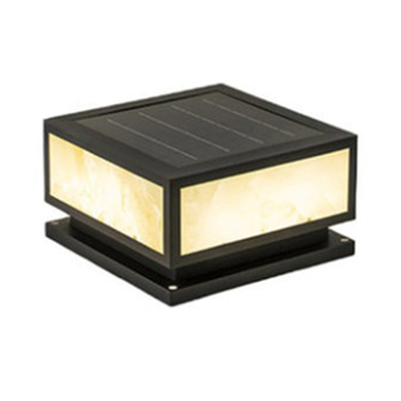 Modern Pillar Lighting Fixture Geometric LED Solar Lamp for Garden