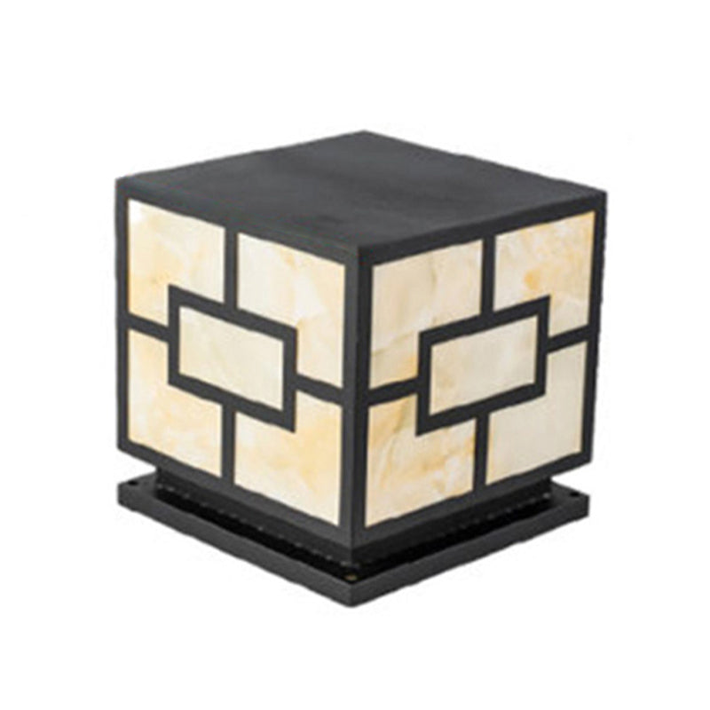 Modern Pillar Lighting Fixture Geometric LED Solar Lamp for Garden