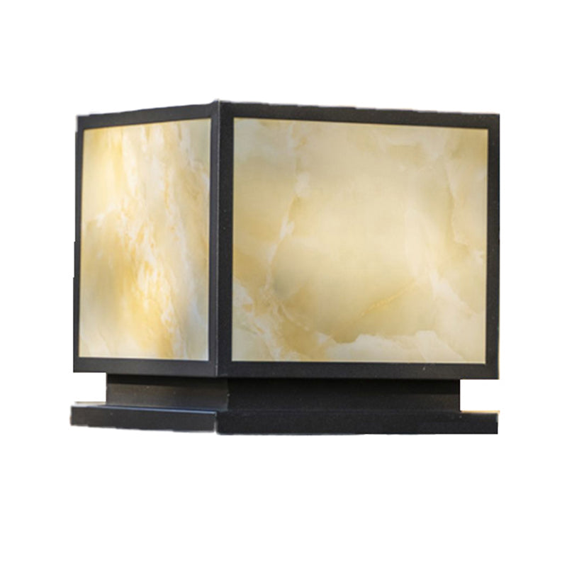 Modern Pillar Lighting Fixture Geometric LED Solar Lamp for Garden