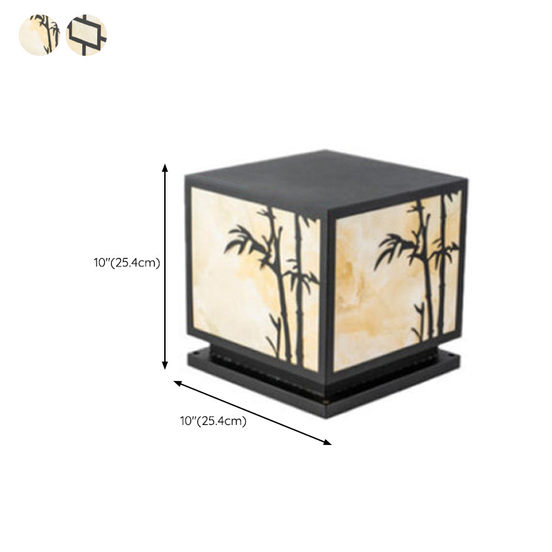 Modern Pillar Lighting Fixture Geometric LED Solar Lamp for Garden