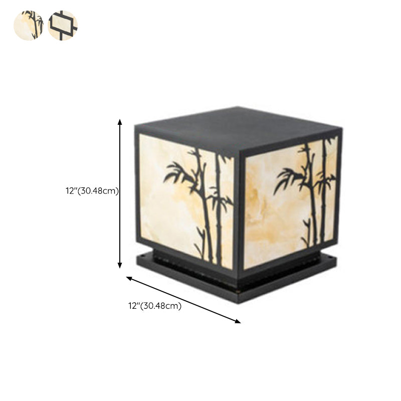 Modern Pillar Lighting Fixture Geometric LED Solar Lamp for Garden