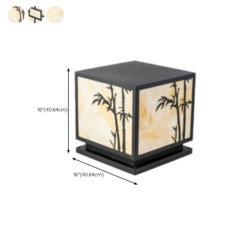Modern Pillar Lighting Fixture Geometric LED Solar Lamp for Garden