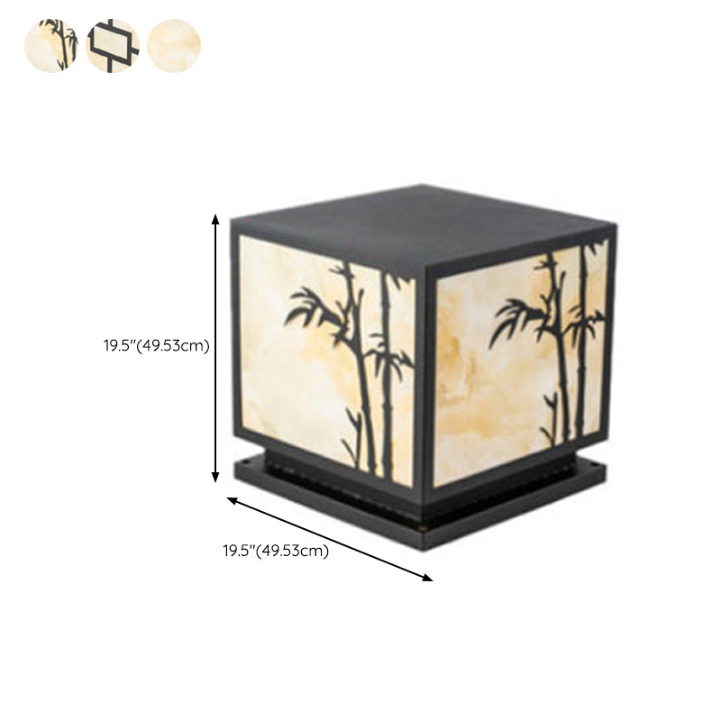 Modern Pillar Lighting Fixture Geometric LED Solar Lamp for Garden