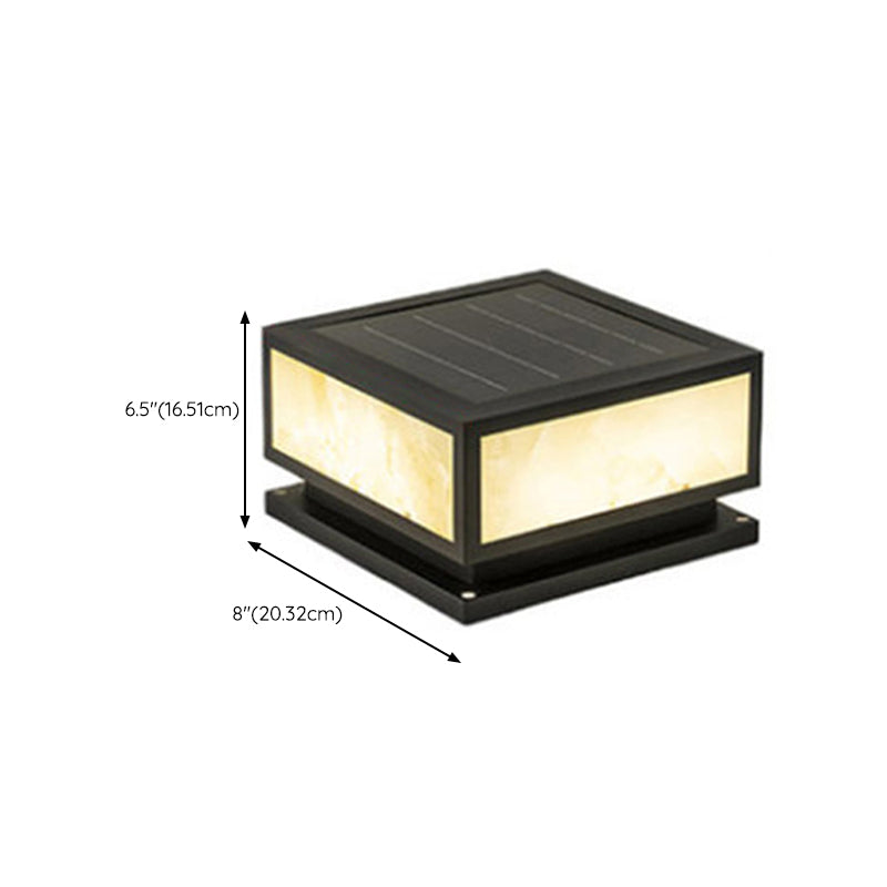 Modern Pillar Lighting Fixture Geometric LED Solar Lamp for Garden