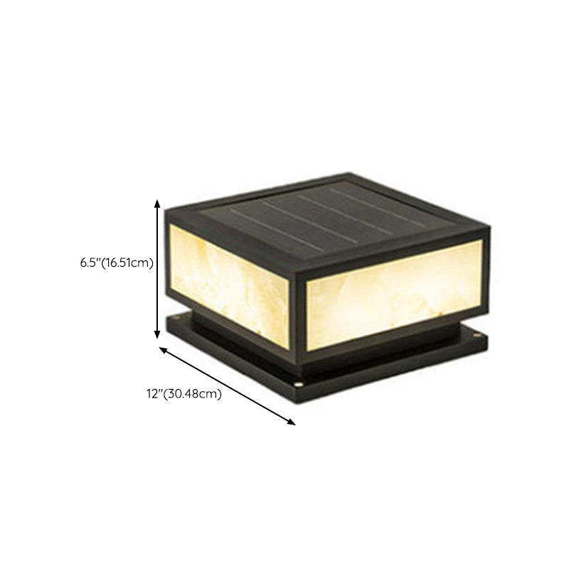Modern Pillar Lighting Fixture Geometric LED Solar Lamp for Garden