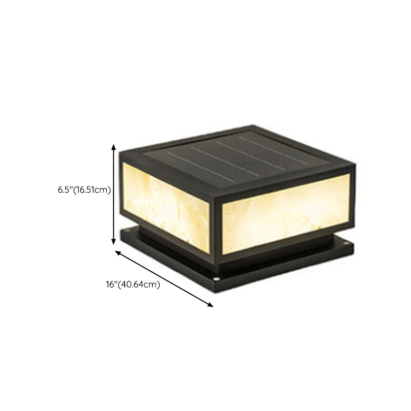 Modern Pillar Lighting Fixture Geometric LED Solar Lamp for Garden