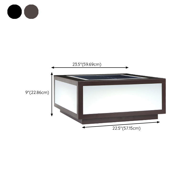 Rectangle Shape Metal Outdoor Light Modern Style 1 Light Solar Pillar Light in Black