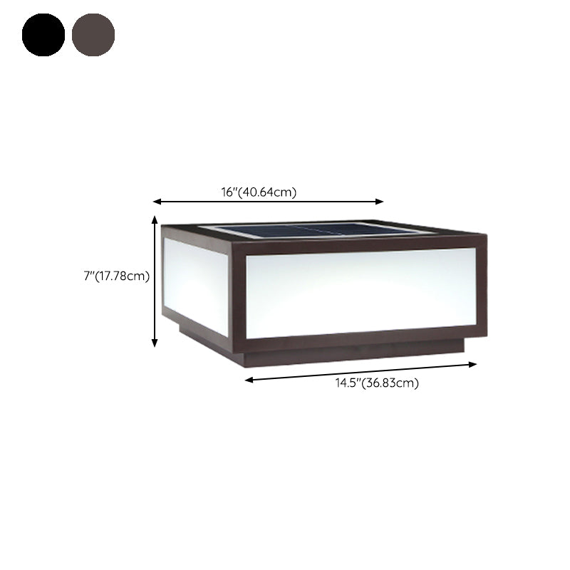 Rectangle Shape Metal Outdoor Light Modern Style 1 Light Solar Pillar Light in Black