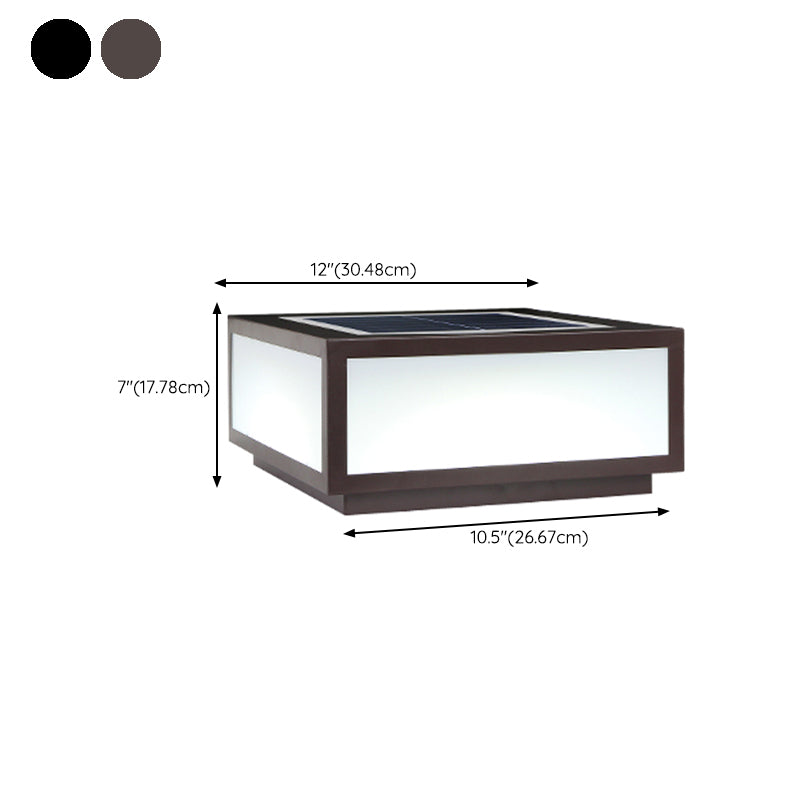 Rectangle Shape Metal Outdoor Light Modern Style 1 Light Solar Pillar Light in Black