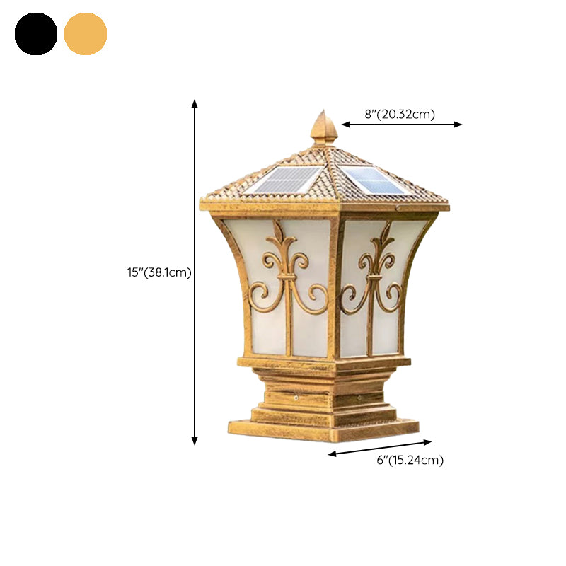 Drum Shape Metal Outdoor Light Modern Style 1 Light Solar Pillar Lights