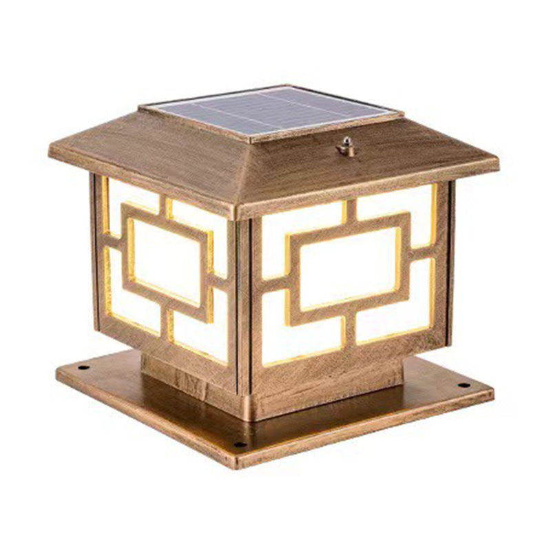 Rectangle Shape Metal Outdoor Light Modern Style 1-Light Solar Pillar Lights