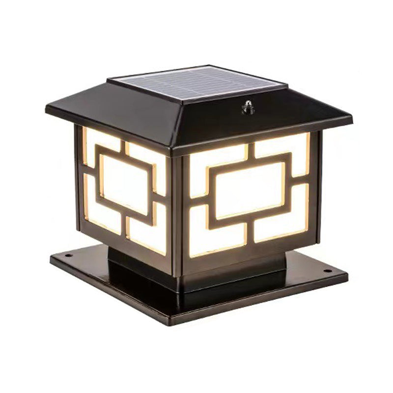 Rectangle Shape Metal Outdoor Light Modern Style 1-Light Solar Pillar Lights
