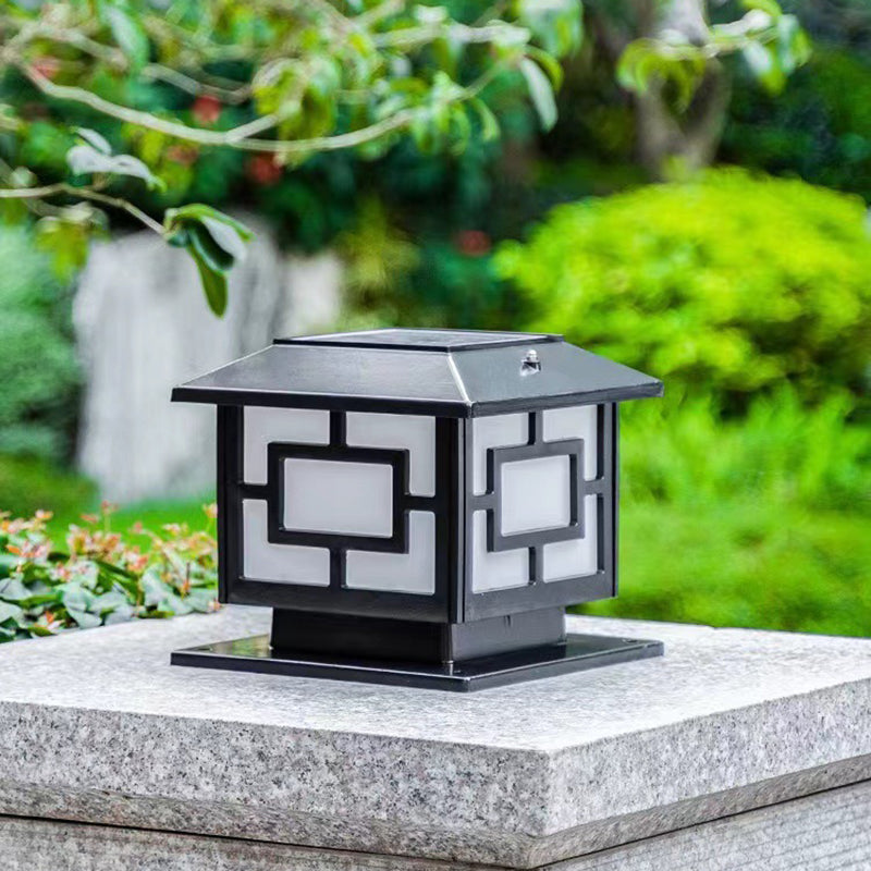 Rectangle Shape Metal Outdoor Light Modern Style 1-Light Solar Pillar Lights