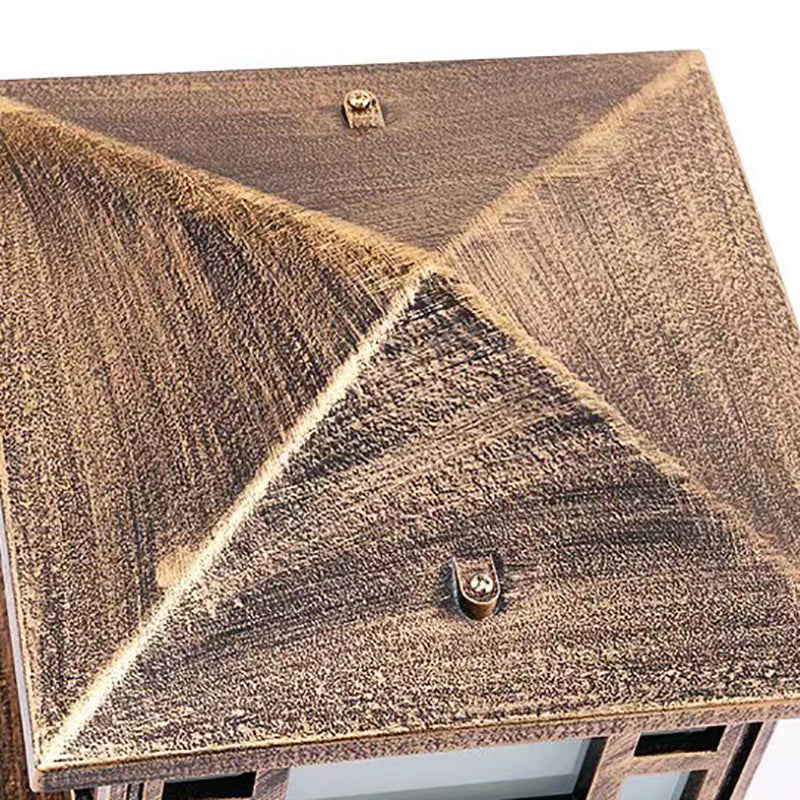 Rectangle Shape Metal Outdoor Light Modern Style 1-Light Solar Pillar Lights
