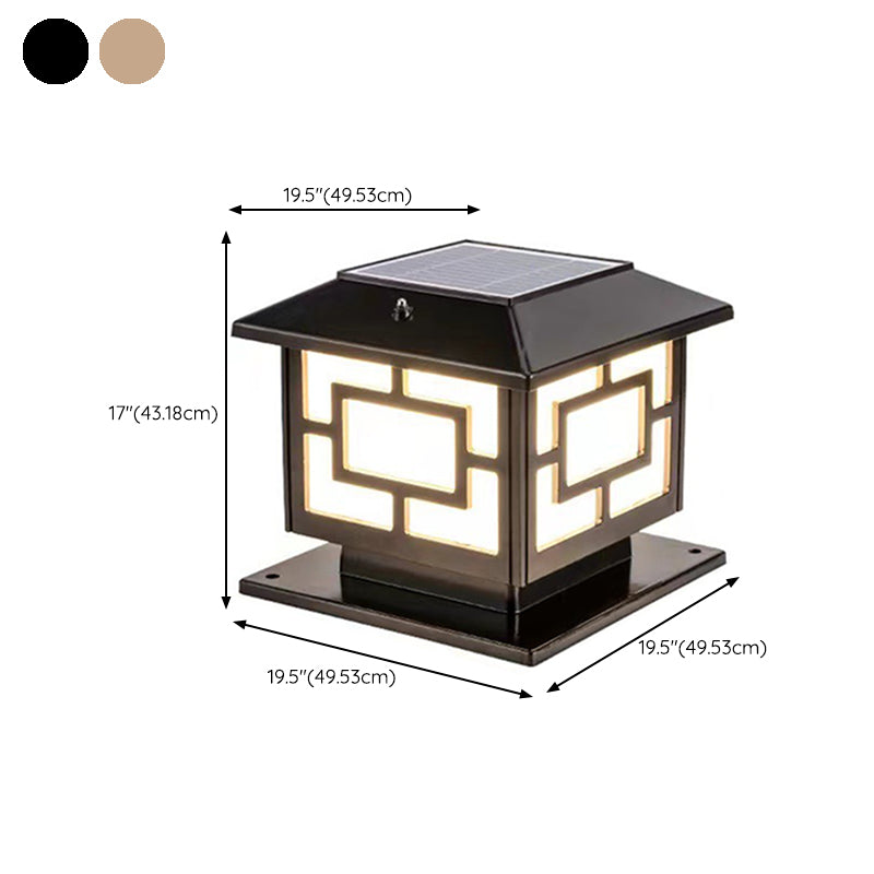 Rectangle Shape Metal Outdoor Light Modern Style 1-Light Solar Pillar Lights