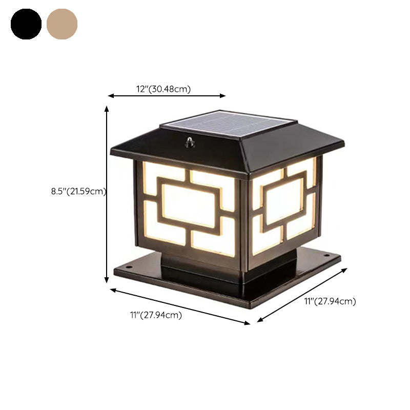 Rectangle Shape Metal Outdoor Light Modern Style 1-Light Solar Pillar Lights