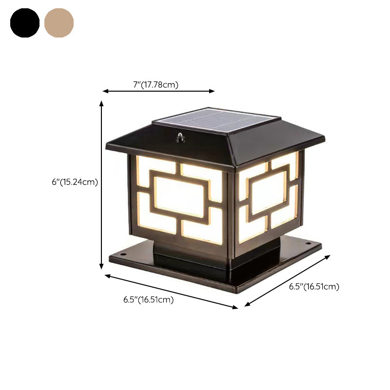 Rectangle Shape Metal Outdoor Light Modern Style 1-Light Solar Pillar Lights