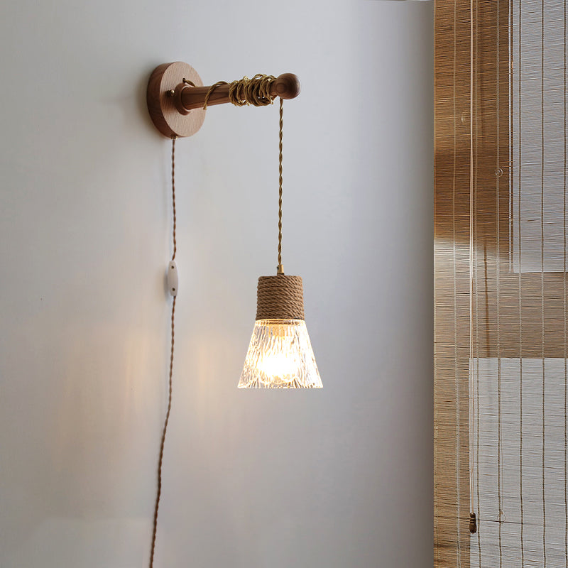 Modern Glass Shade Wall Mounted Sconce 1-Light Wall Lights for Bedroom