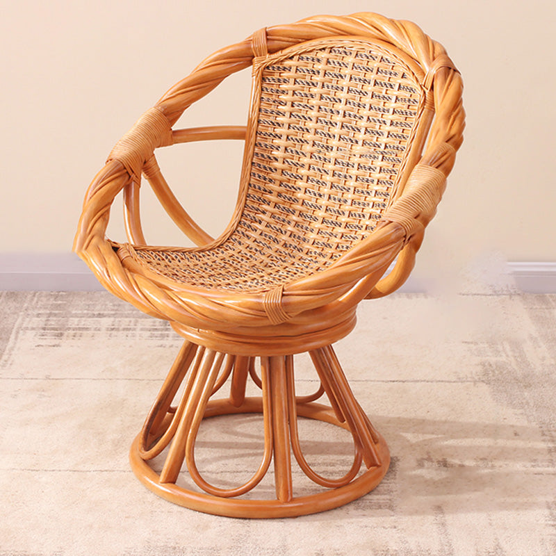 19" Wide Tropical Rattan Dining Armchair Swivel Outdoor Chair