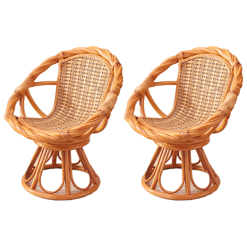 19" Wide Tropical Rattan Dining Armchair Swivel Outdoor Chair