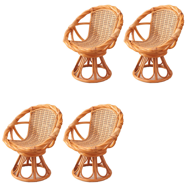 19" Wide Tropical Rattan Dining Armchair Swivel Outdoor Chair