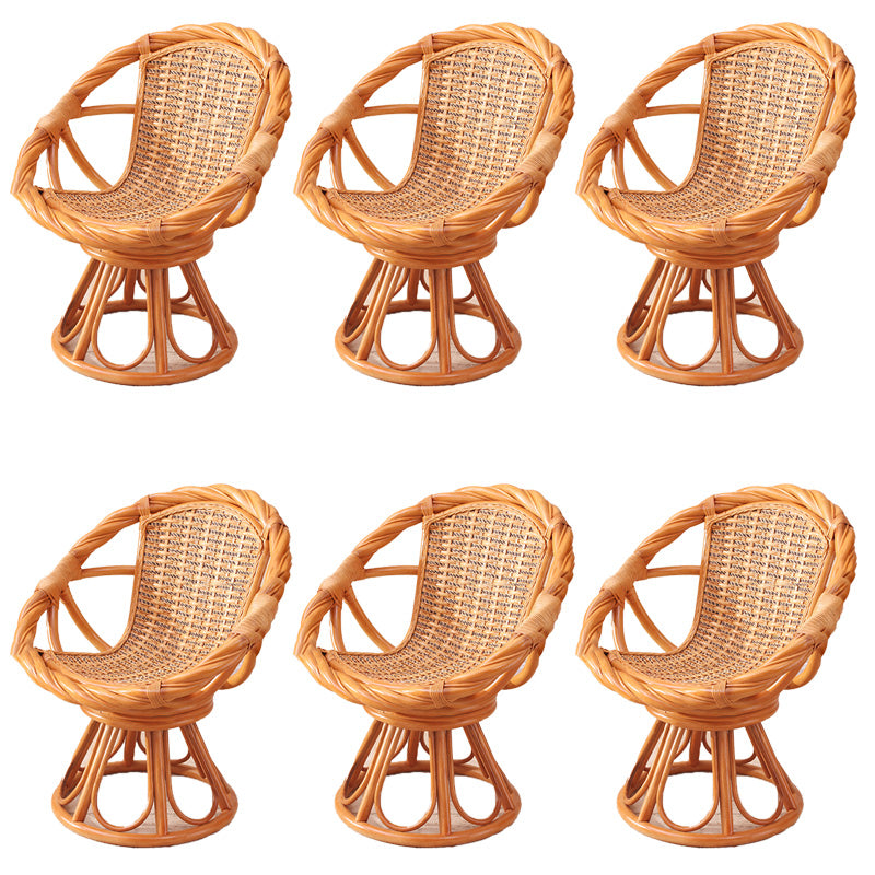 19" Wide Tropical Rattan Dining Armchair Swivel Outdoor Chair