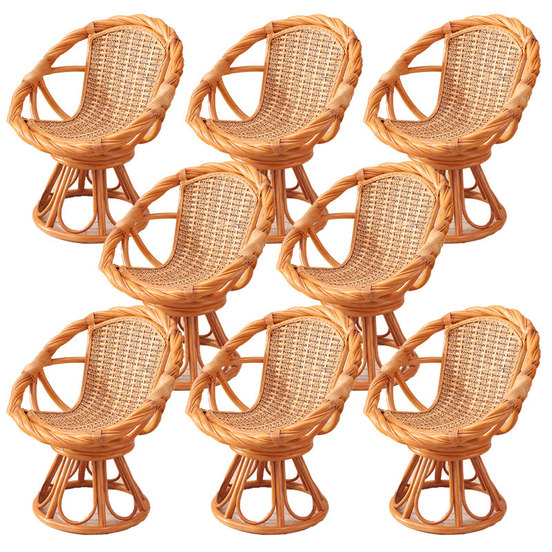19" Wide Tropical Rattan Dining Armchair Swivel Outdoor Chair