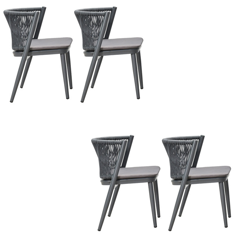 18" Wide Tropical Dining Armchair Upholstered Open Back Outdoor Chair