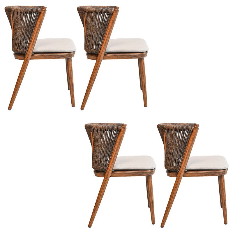 18" Wide Tropical Dining Armchair Upholstered Open Back Outdoor Chair