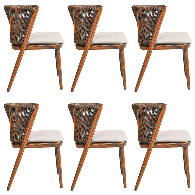 18" Wide Tropical Dining Armchair Upholstered Open Back Outdoor Chair