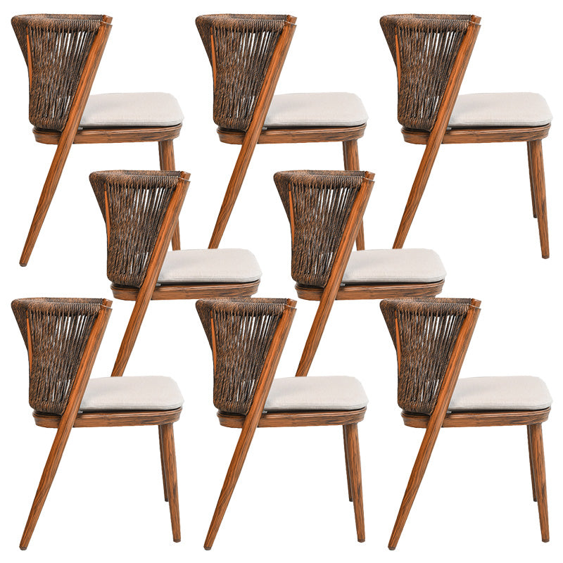 18" Wide Tropical Dining Armchair Upholstered Open Back Outdoor Chair