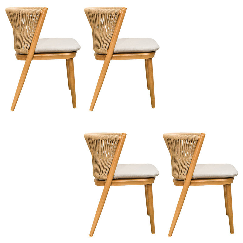 18" Wide Tropical Dining Armchair Upholstered Open Back Outdoor Chair