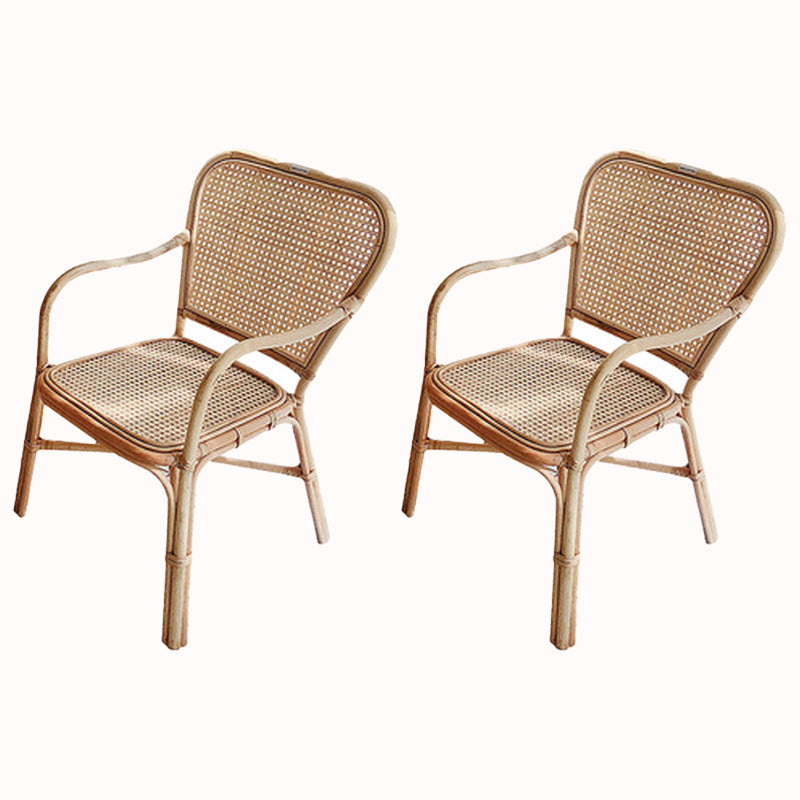 20" Wide Tropical Rattan Dining Armchair Natural Outdoor Chair