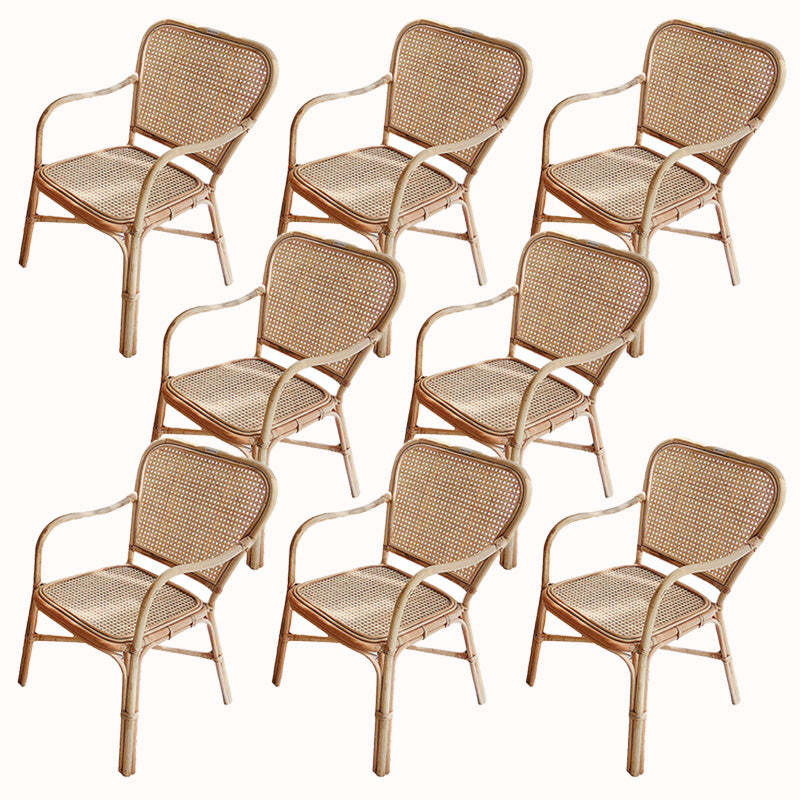 20" Wide Tropical Rattan Dining Armchair Natural Outdoor Chair