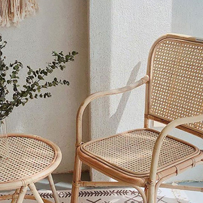 20" Wide Tropical Rattan Dining Armchair Natural Outdoor Chair