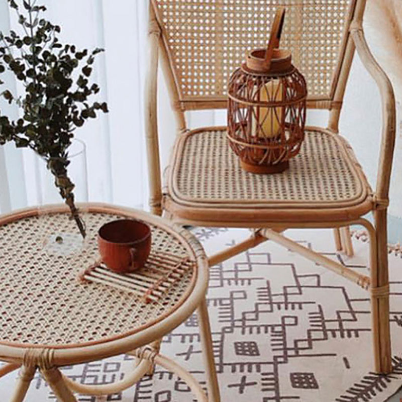 20" Wide Tropical Rattan Dining Armchair Natural Outdoor Chair