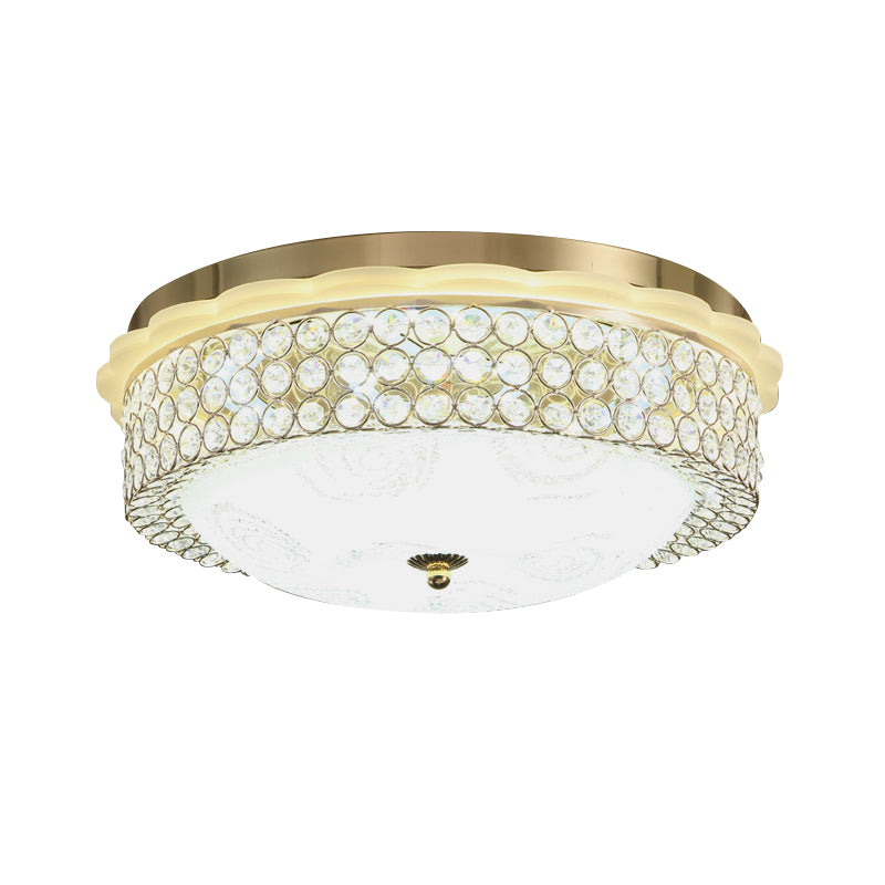 16"/19.5" Wide LED Flushmount Lighting Modernist Circle Crystal Bead Flush Lamp Fixture for Foyer