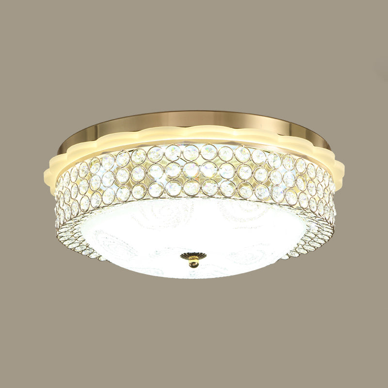 16"/19.5" Wide LED Flushmount Lighting Modernist Circle Crystal Bead Flush Lamp Fixture for Foyer
