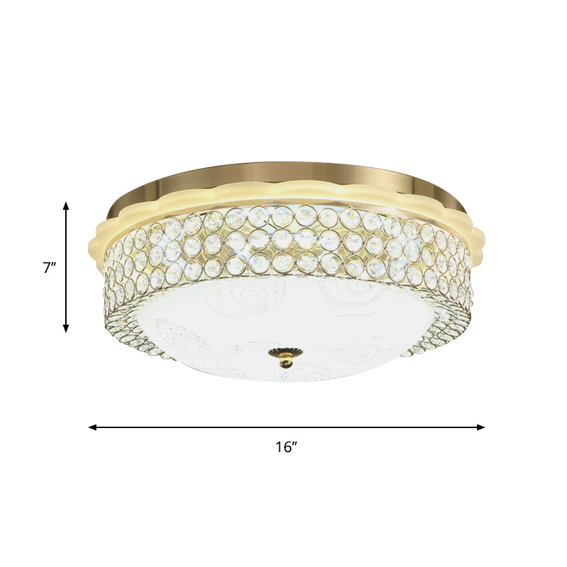 16"/19.5" Wide LED Flushmount Lighting Modernist Circle Crystal Bead Flush Lamp Fixture for Foyer