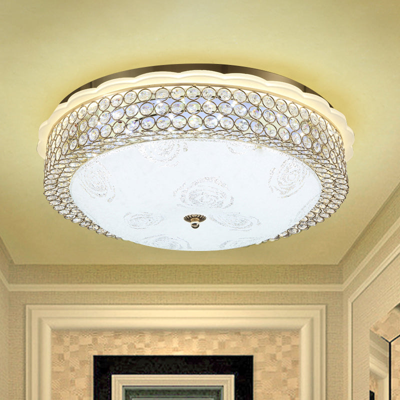 16"/19.5" Wide LED Flushmount Lighting Modernist Circle Crystal Bead Flush Lamp Fixture for Foyer