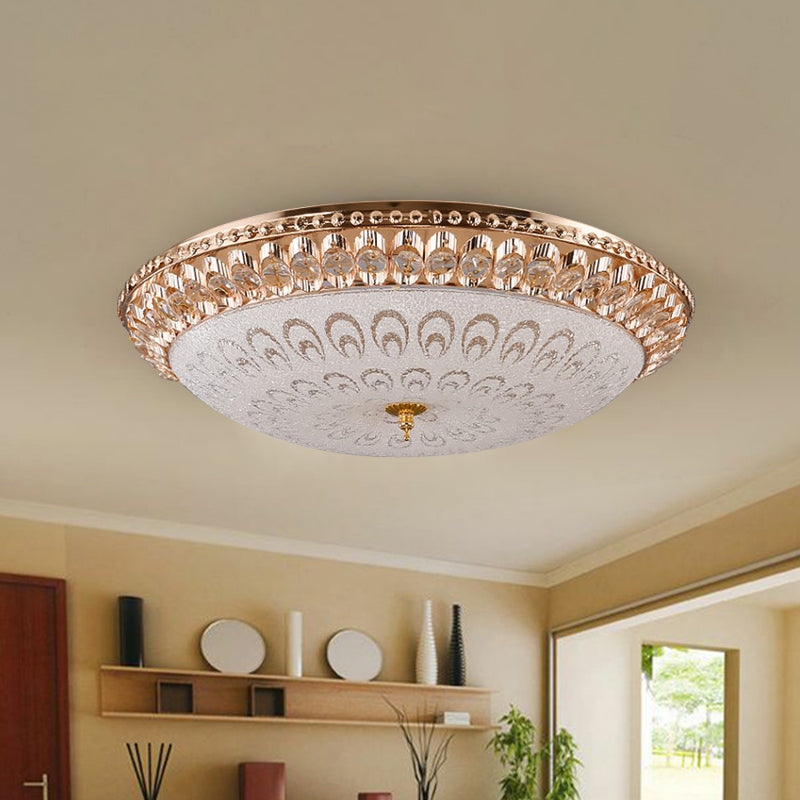 Gold Domed Flush Mount Lighting Modern Crystal Glass LED Bedroom Ceiling Flush, 16"/19.5" Width