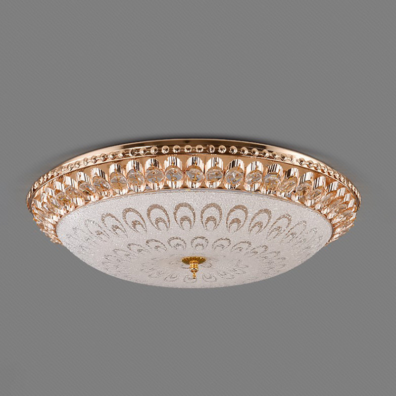 Gold Domed Flush Mount Lighting Modern Crystal Glass LED Bedroom Ceiling Flush, 16"/19.5" Width